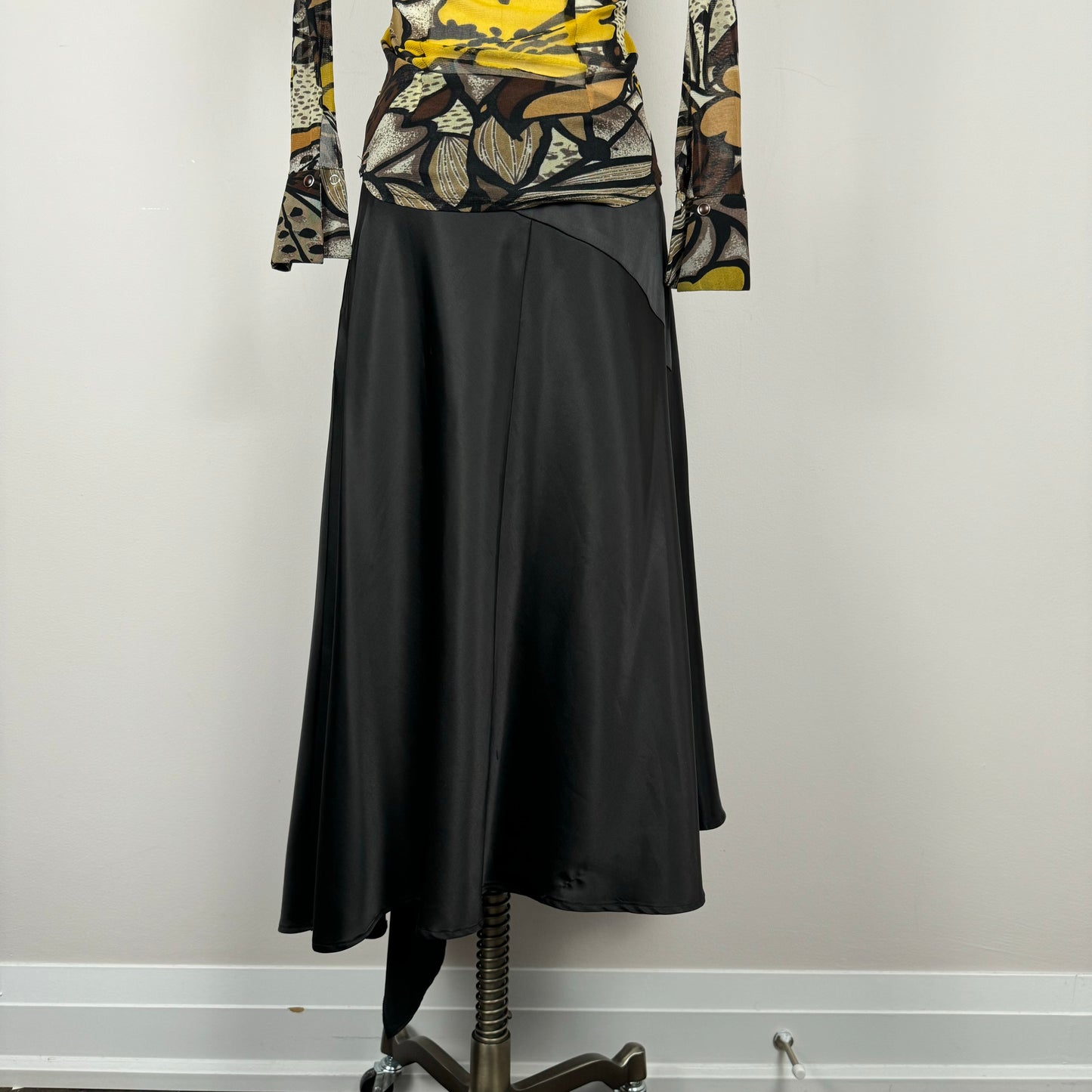 Vintage Silk Asymmetric Midi Skirt