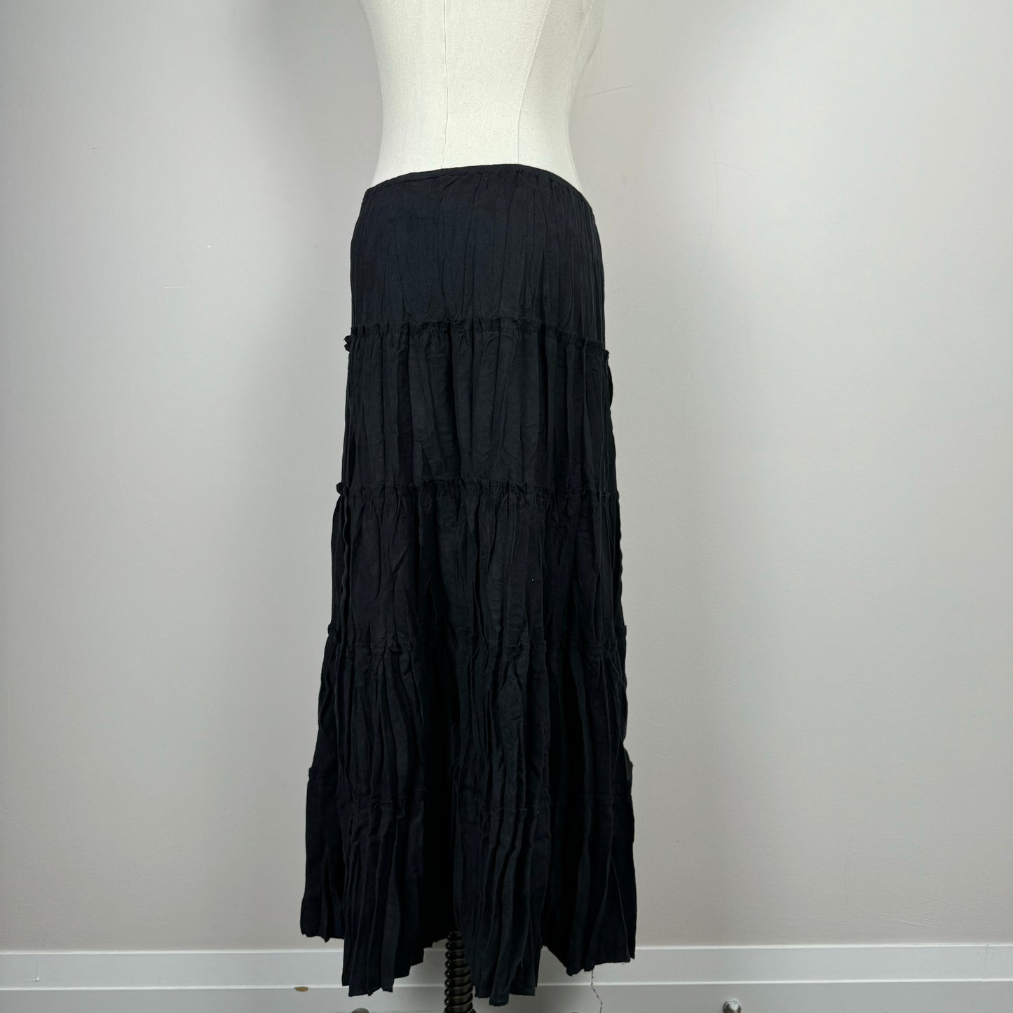 Vintage Suede Tiered Maxi Skirt