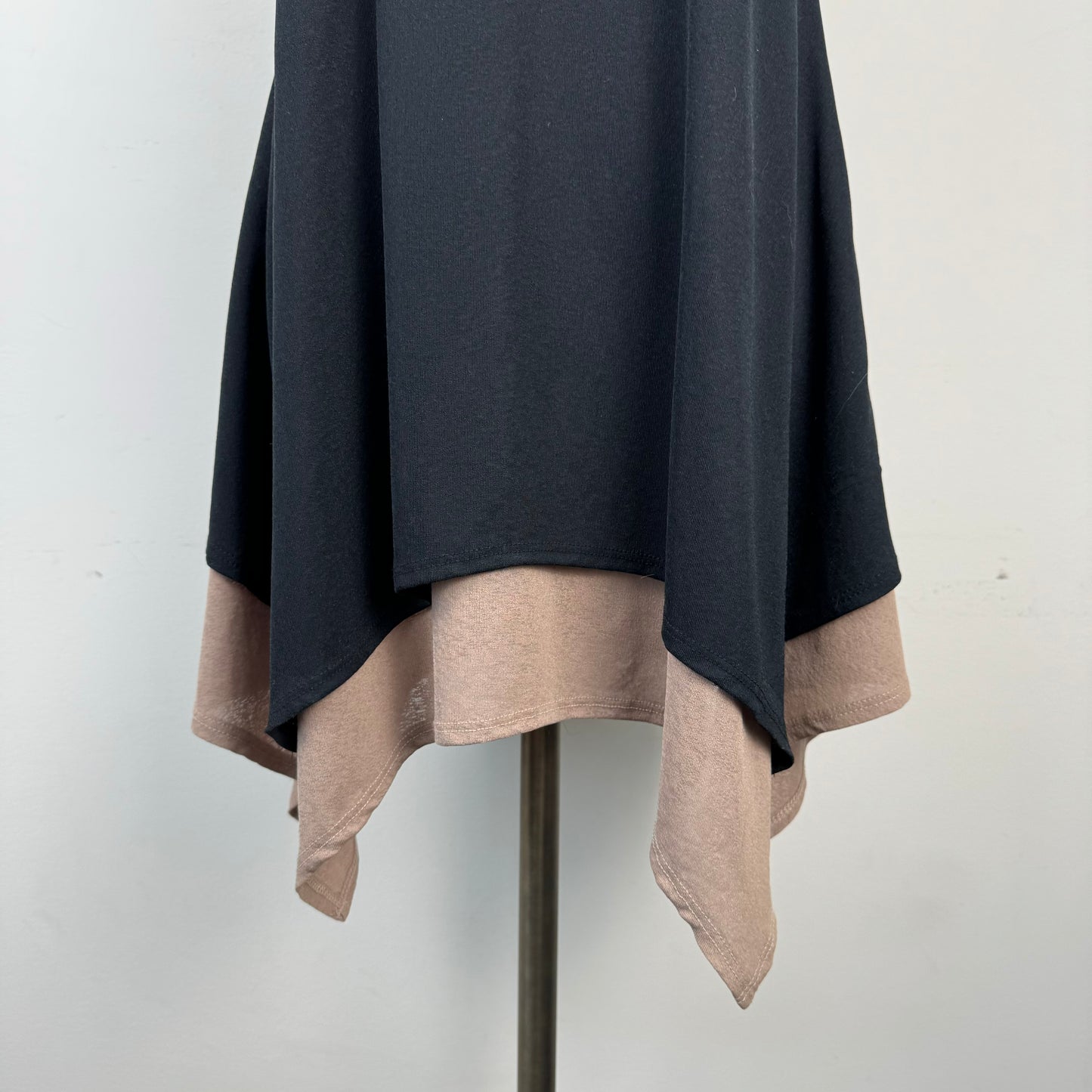 Black & Brown Mesh Layered Pixie Cut Mini Dress