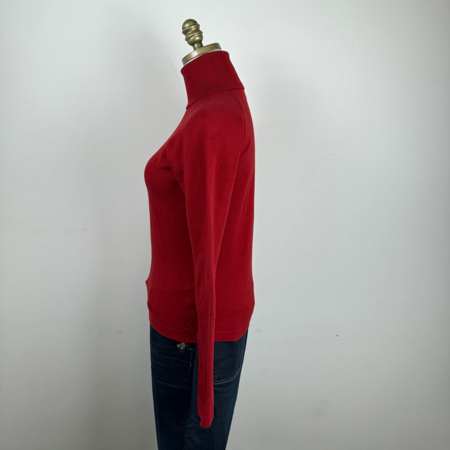 Dark Red Fitted Turtleneck Sweater