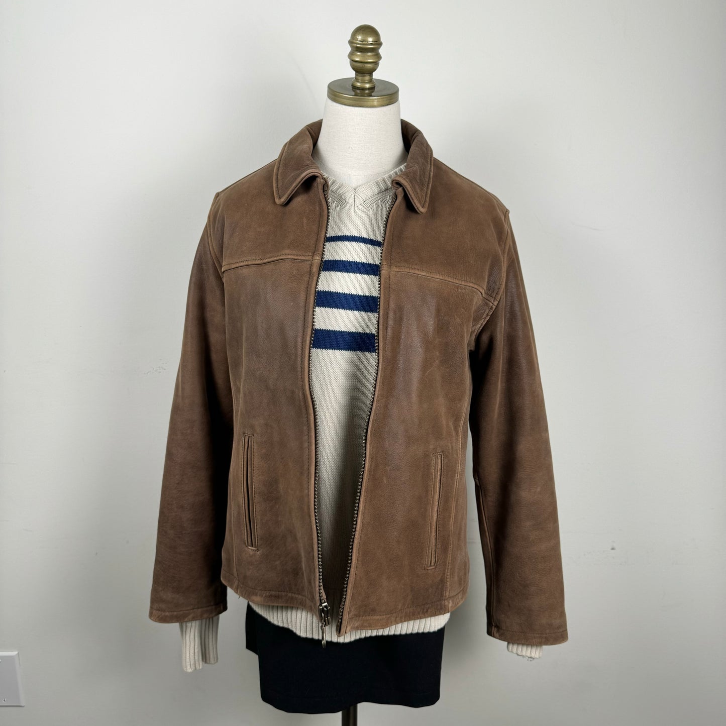 Vintage Genuine Suede Leather Zip Jacket