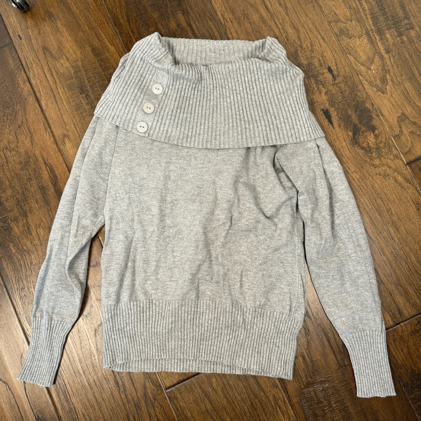 Grey Off Shoulder/Boatneck Knit Sweater