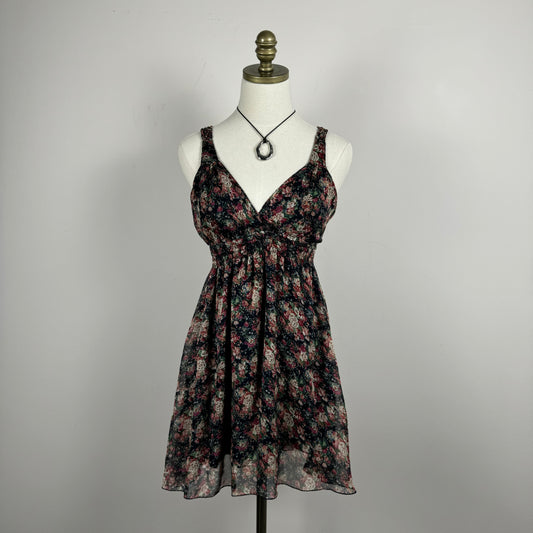 Floral Print Babydoll Mini Dress