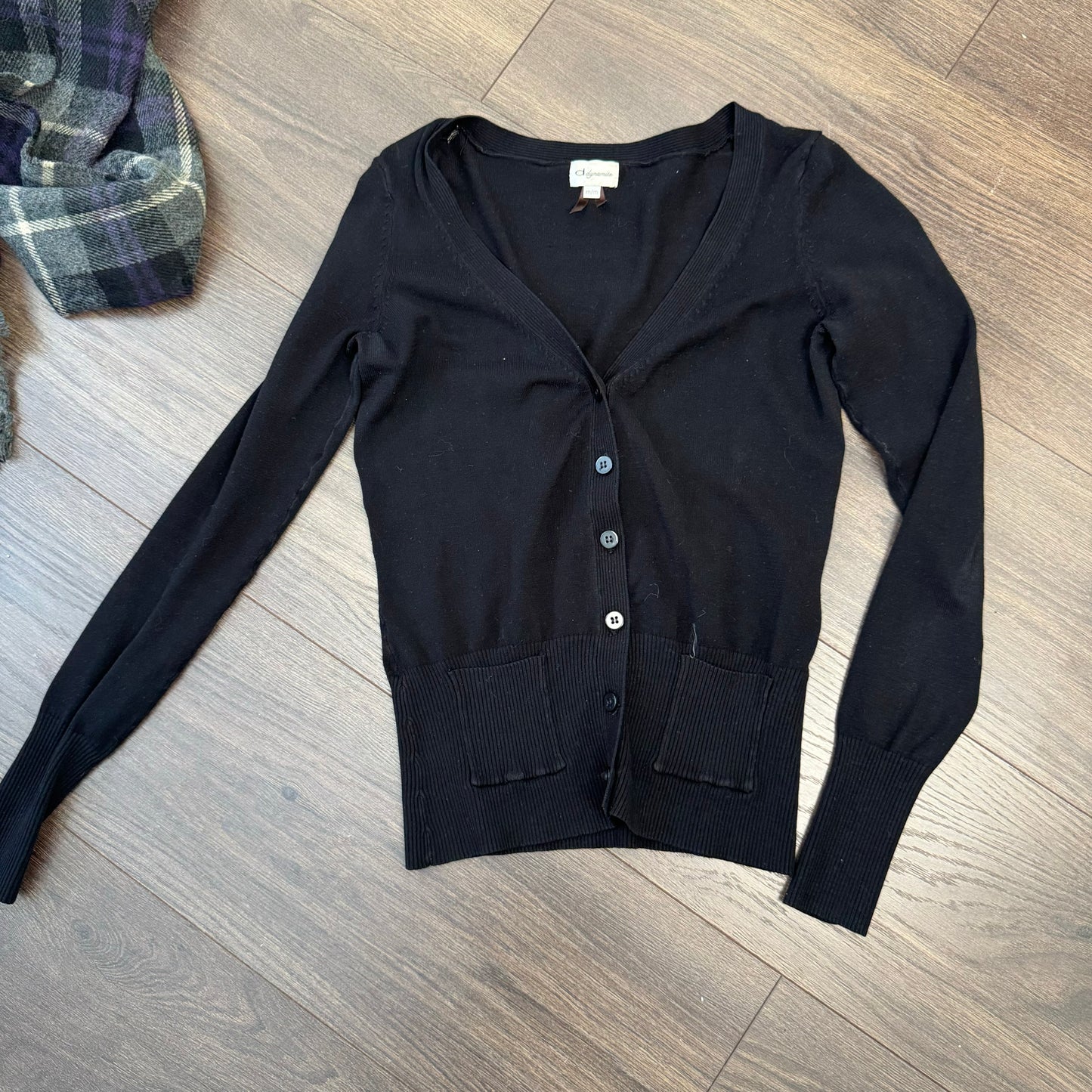 Vintage Fitted Black Button Up Cardigan