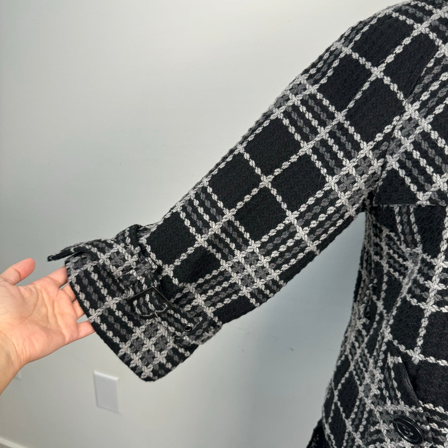 Vintage Plaid Textured Peacoat