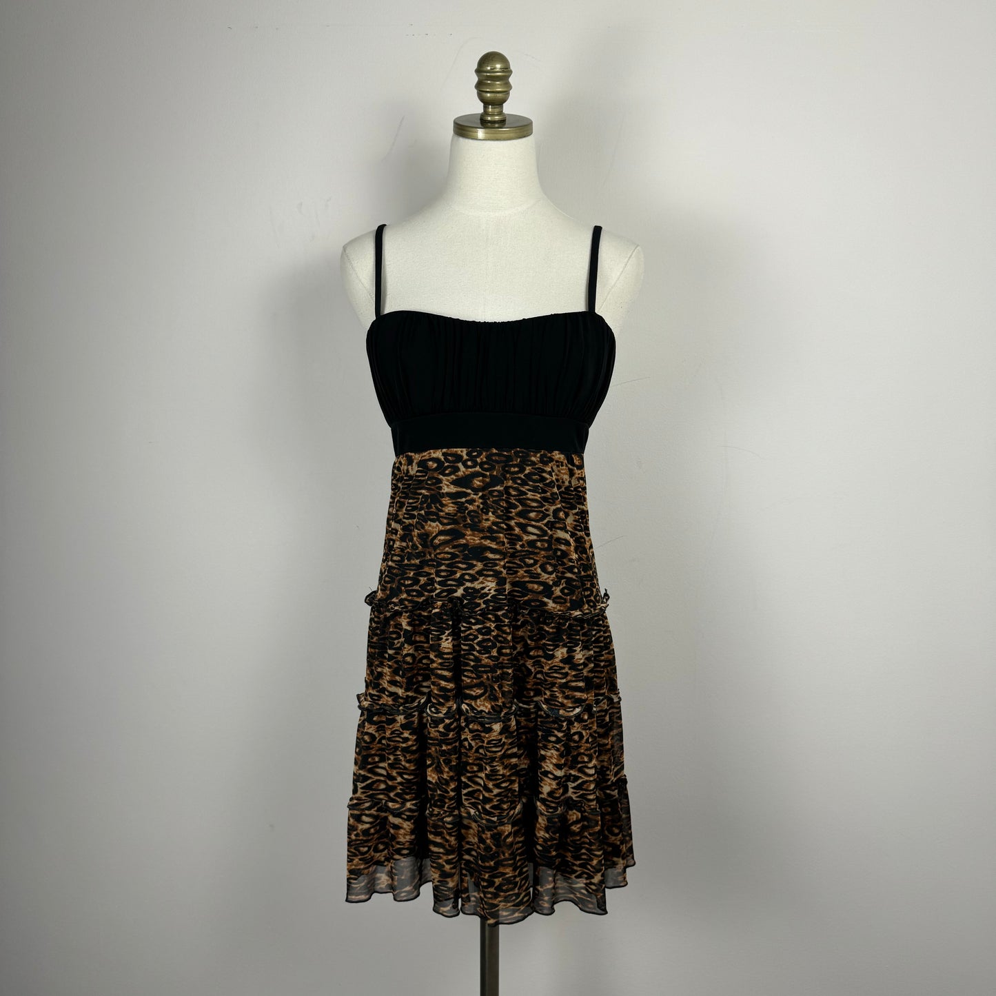 Babydoll Leopard Print Tiered Mini Dress