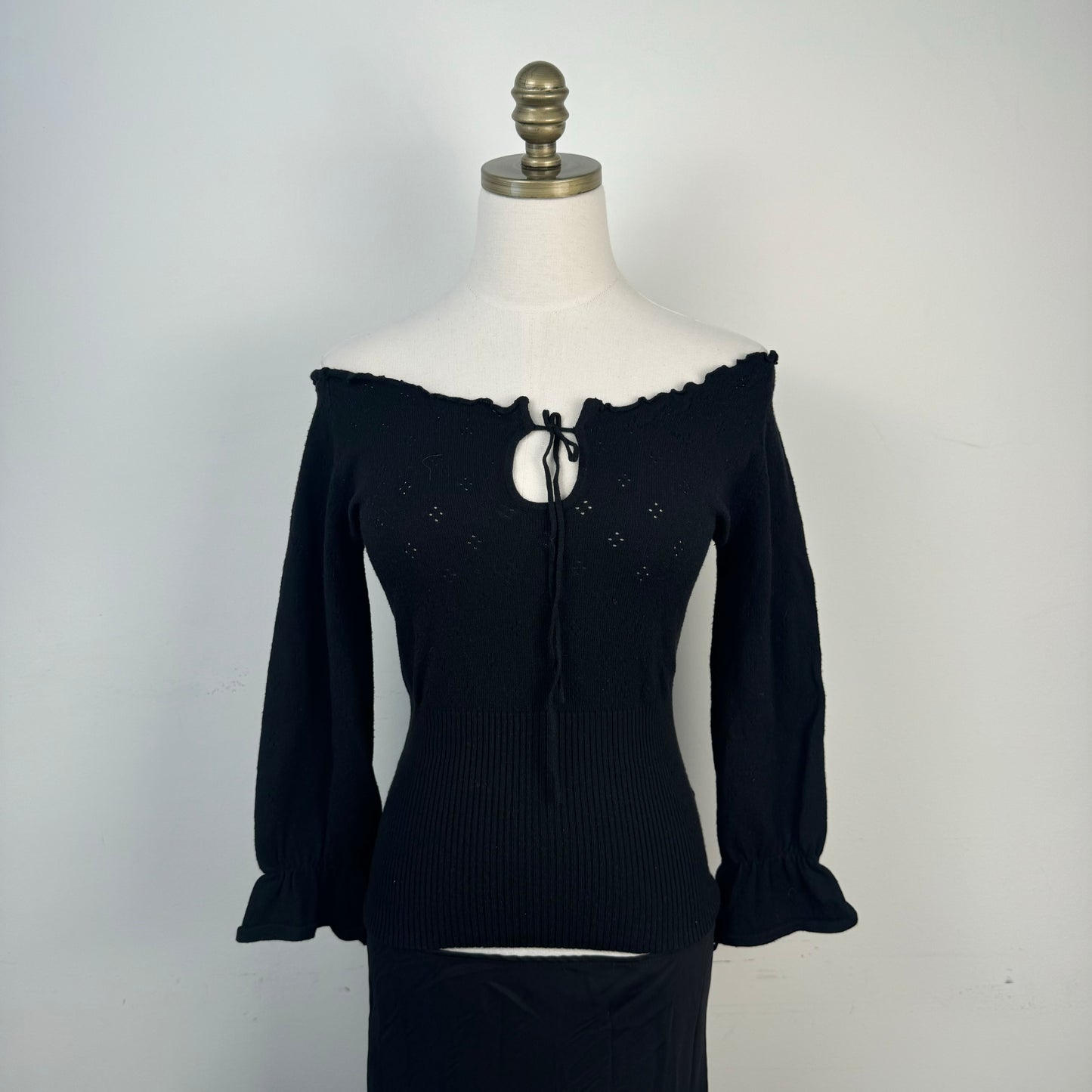 Off Shoulder Bell Sleeve Knit Top