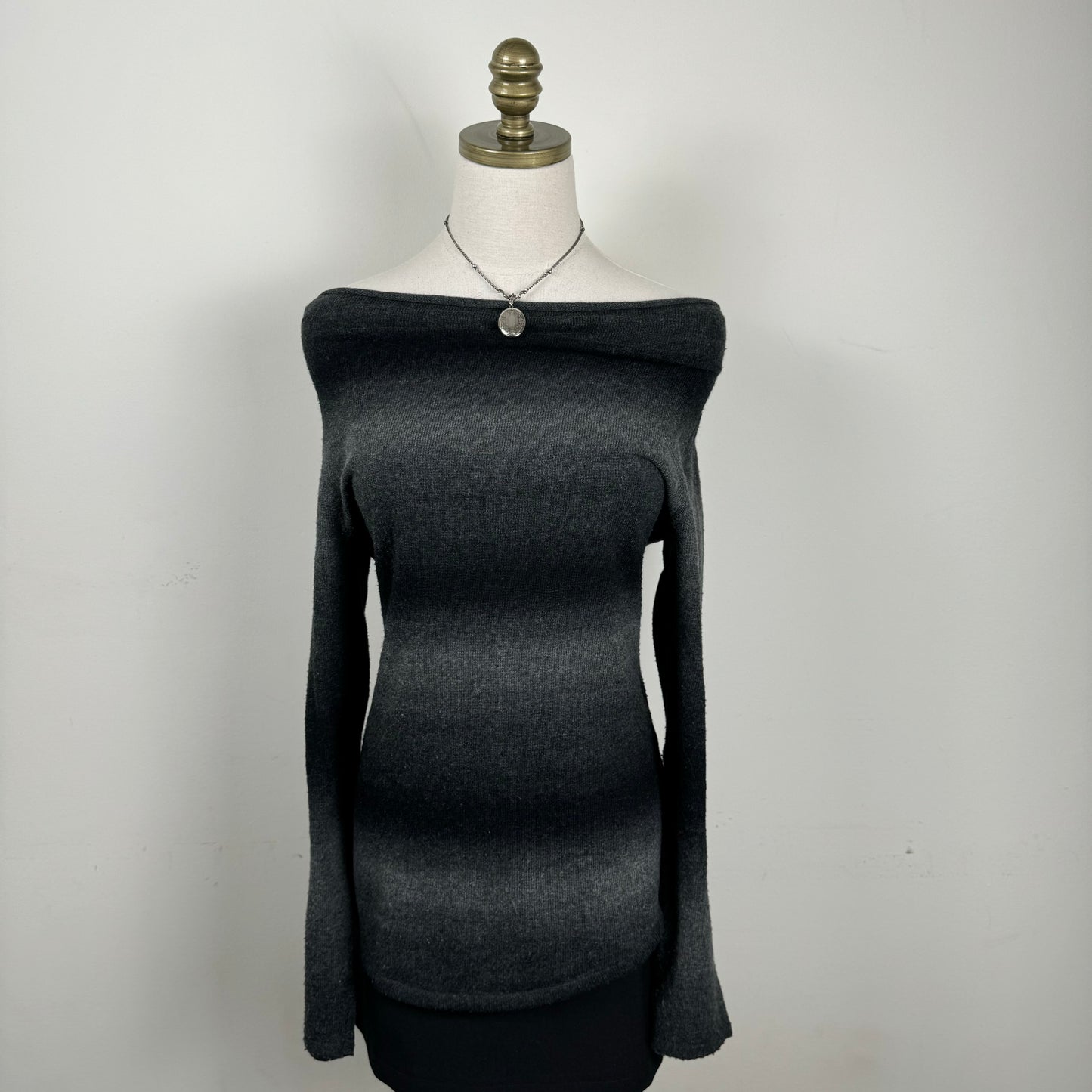 Off Shoulder Ombre Gradient Knit Sweater