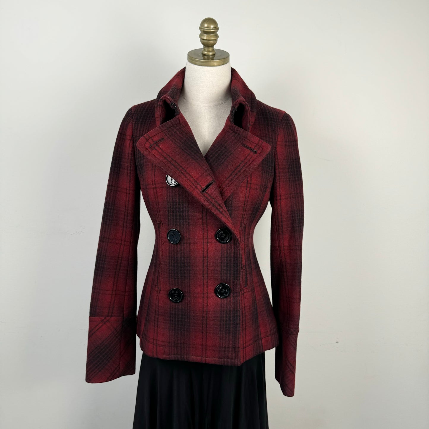 Wool Plaid Button Up Jacket