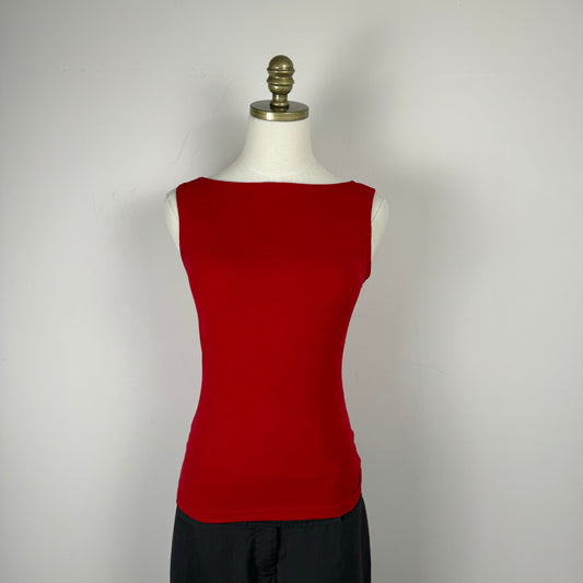 90s Red Boat Neck Top