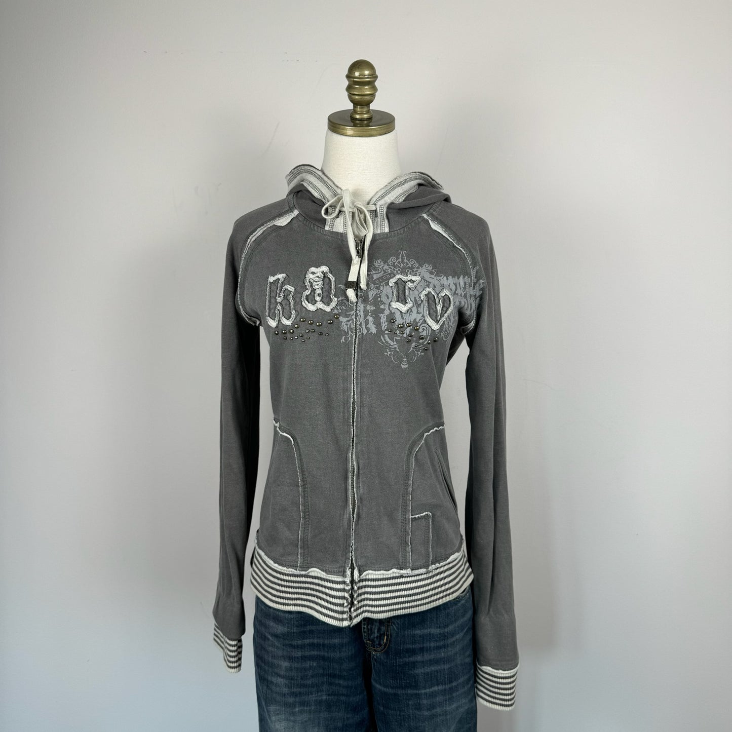 Y2K Grunge Zip Up Sweater