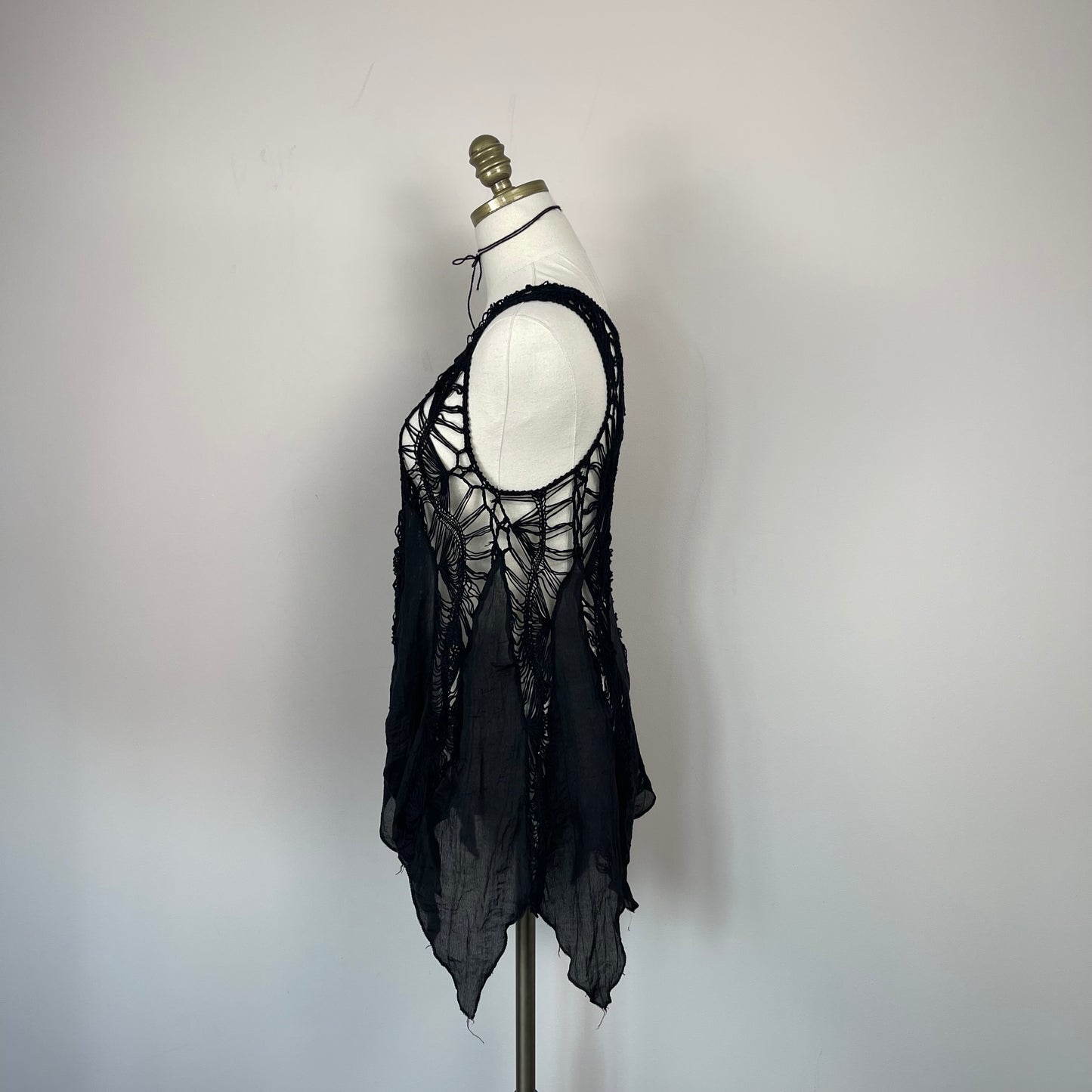 Black Open Knit Cover Up / Mini Dress