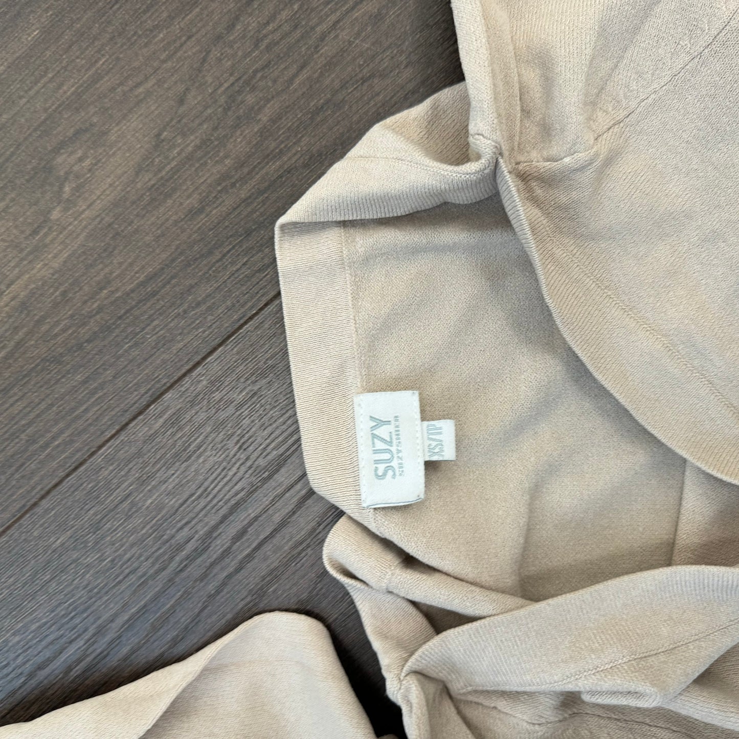 Beige Boat Neck Fitted Long Sleeve Knit Top