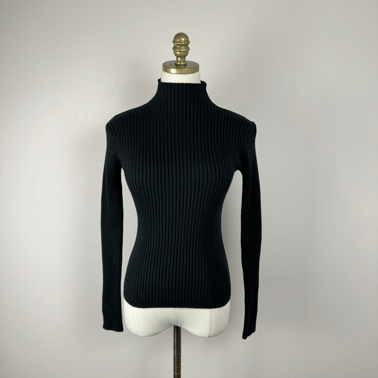 Black Mock Neck Fitted Sweater