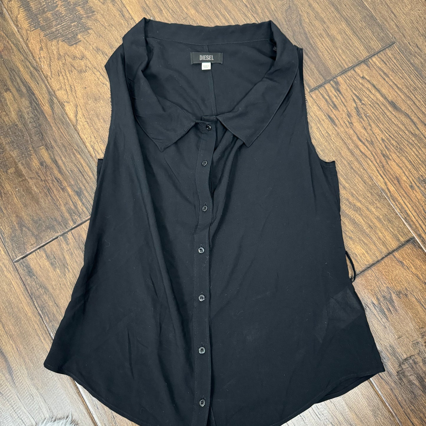 Diesel Black Button Up Sleeveless Top