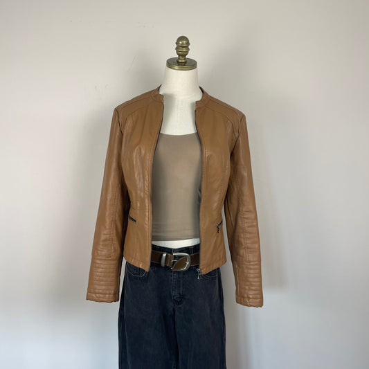 Vintage Tan Moto Leather Jacket