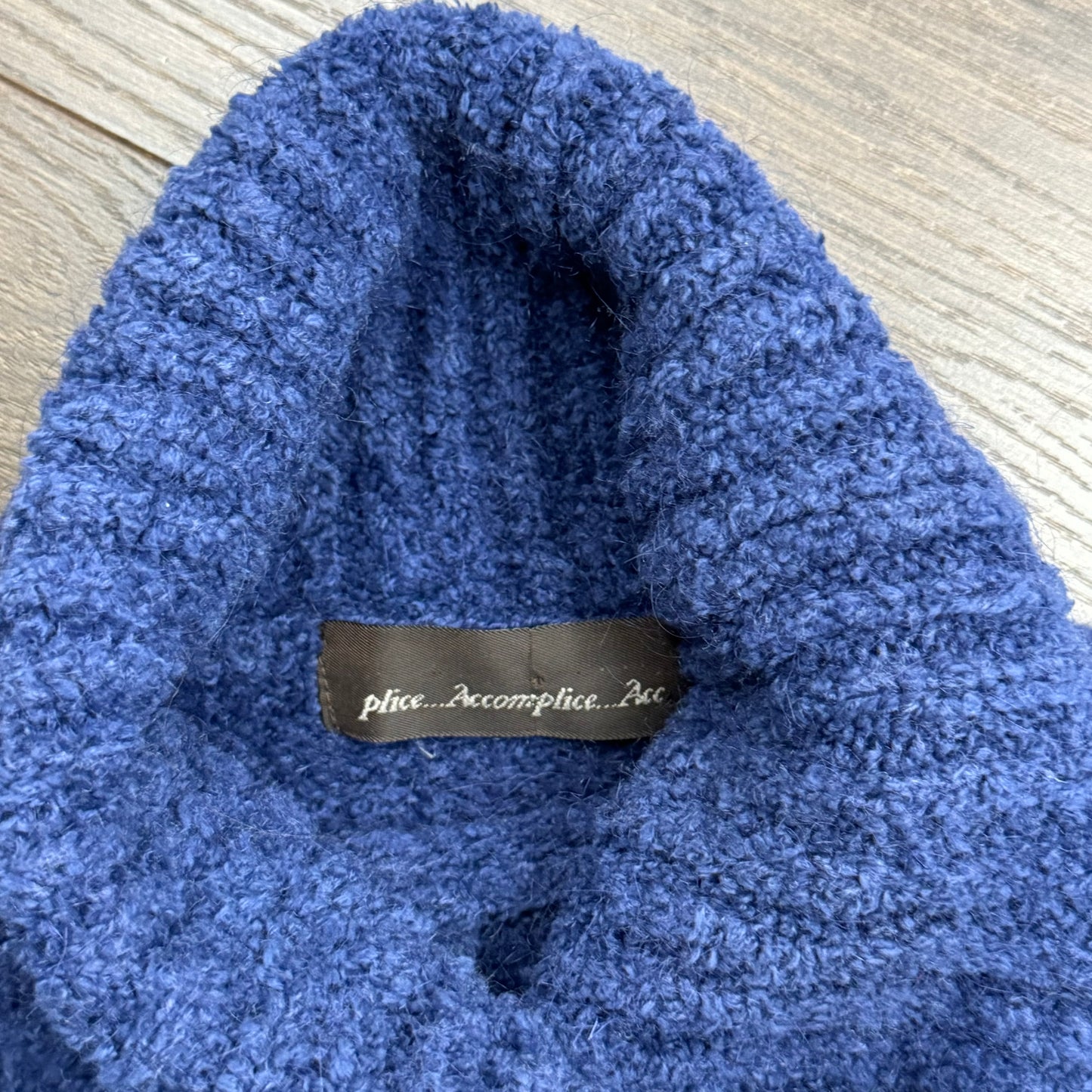 Dark Blue/Purple Turtleneck Sweater with Fringe Hem