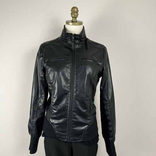 Vintage Black Leather Moto Jacket