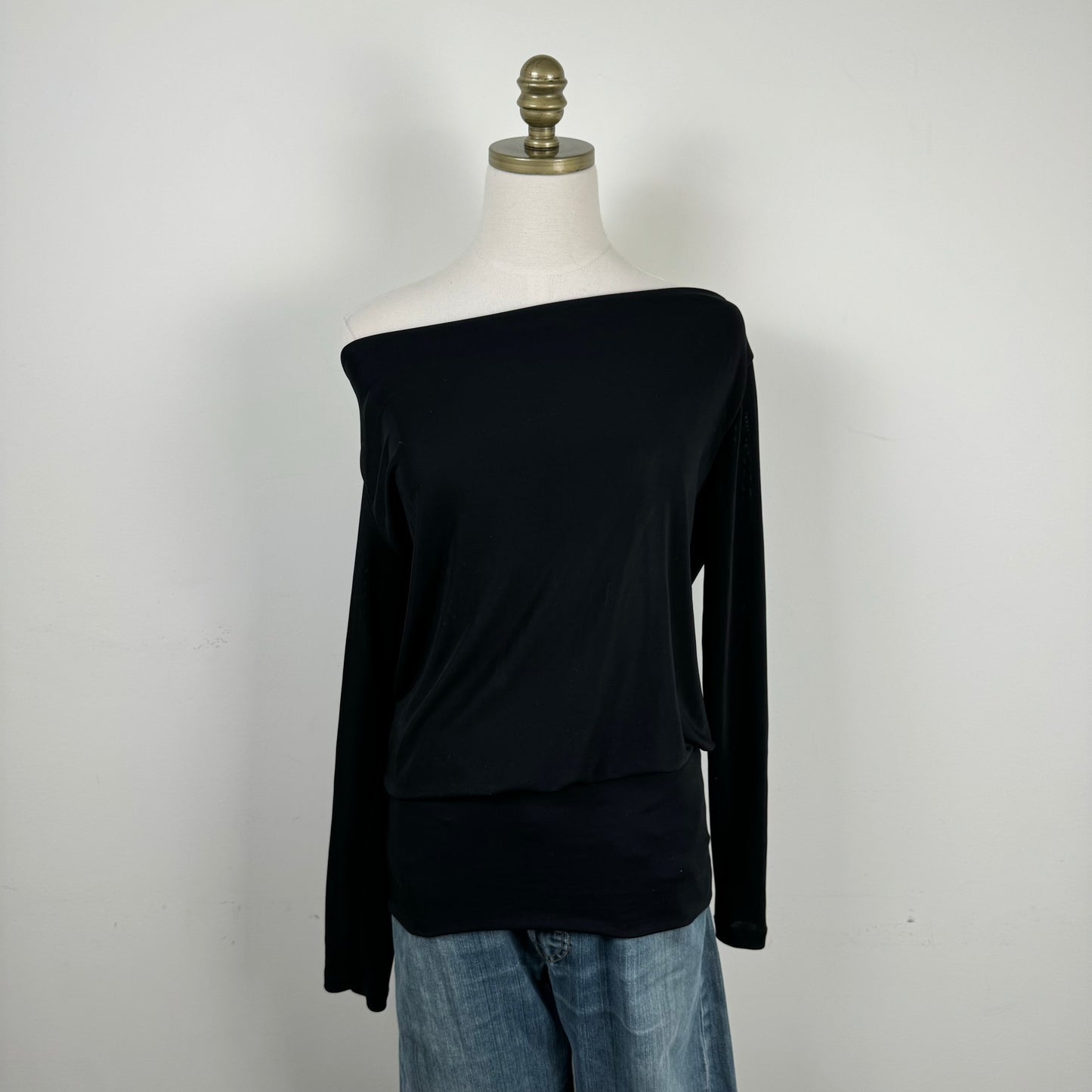 Off Shoulder Black Draped Top