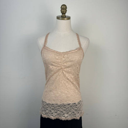 Pink Lace Racer Back Tank Top