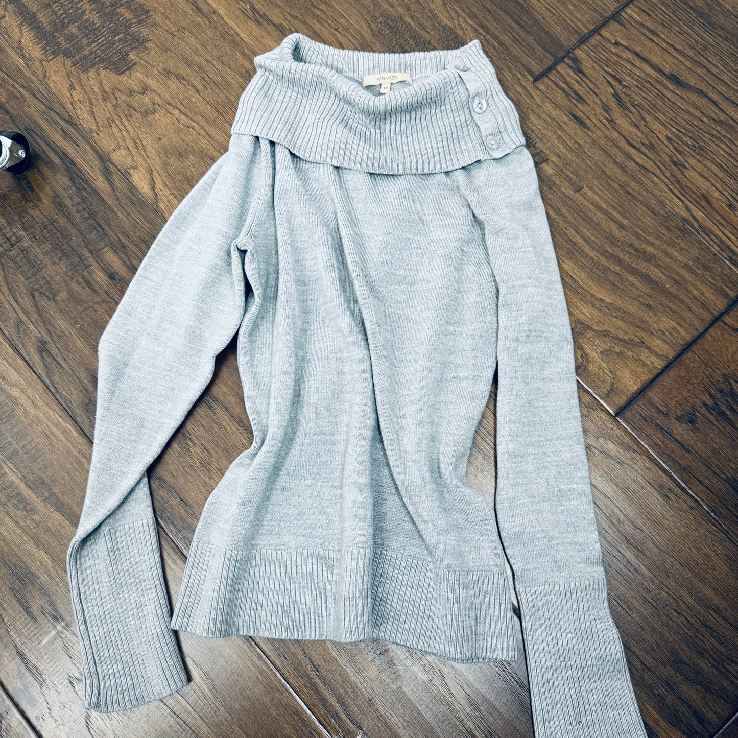 Vintage Grey Boat Neck / Off Shoulder Sweater