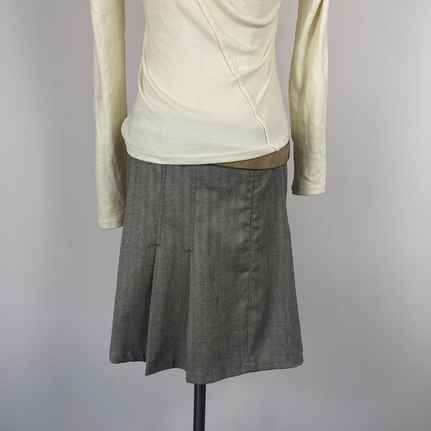 Vintage Brown Pleated Mini Skirt