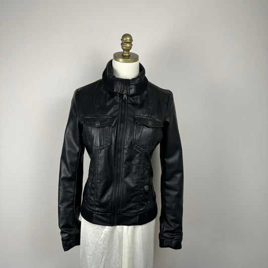 Black Moto Fitted Leather Jacket