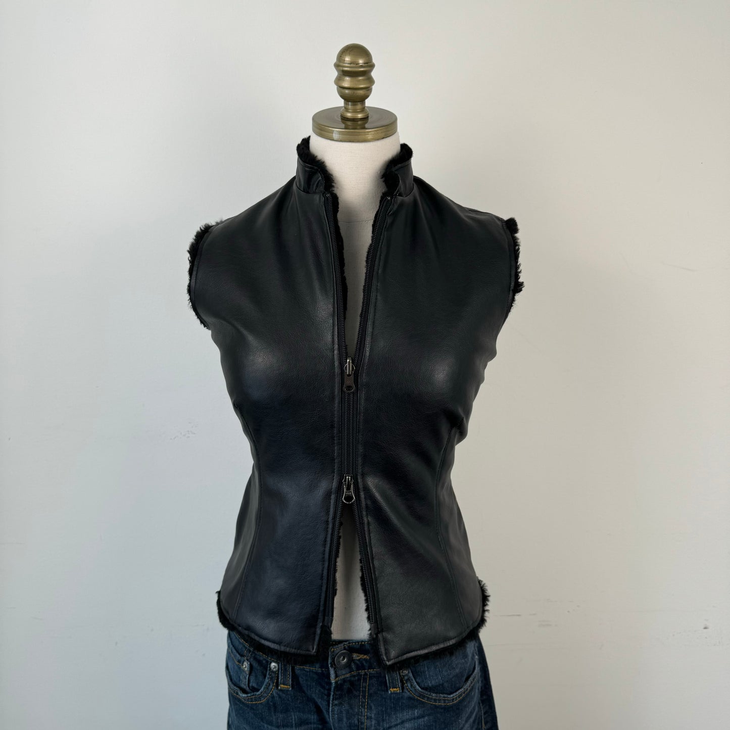 Leather Double Zip Vest