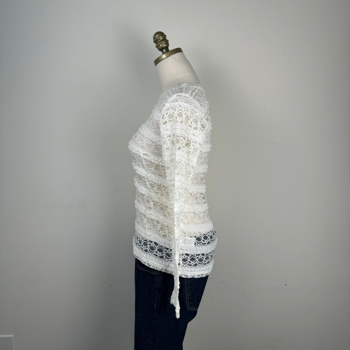 White Lace Long Sleeve Top