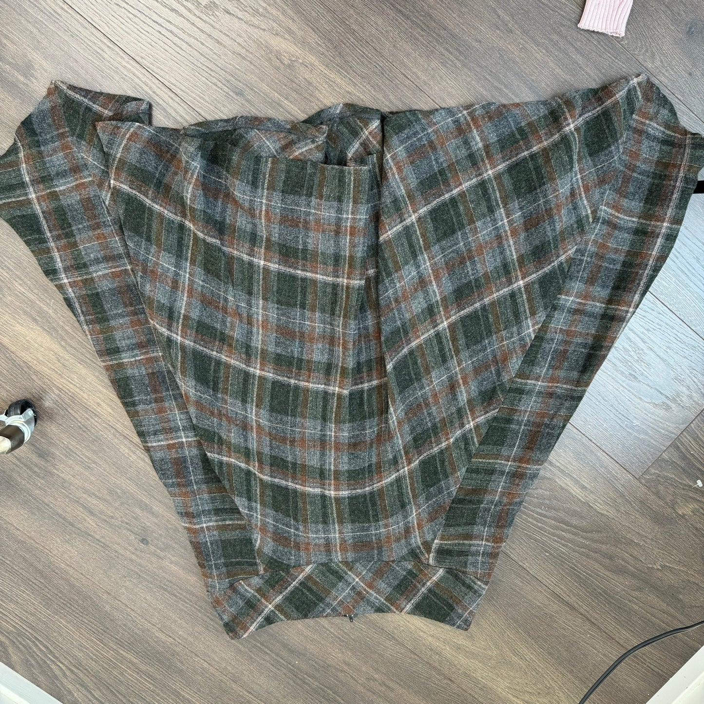 Vintage Plaid Wool Blend Midi Skirt