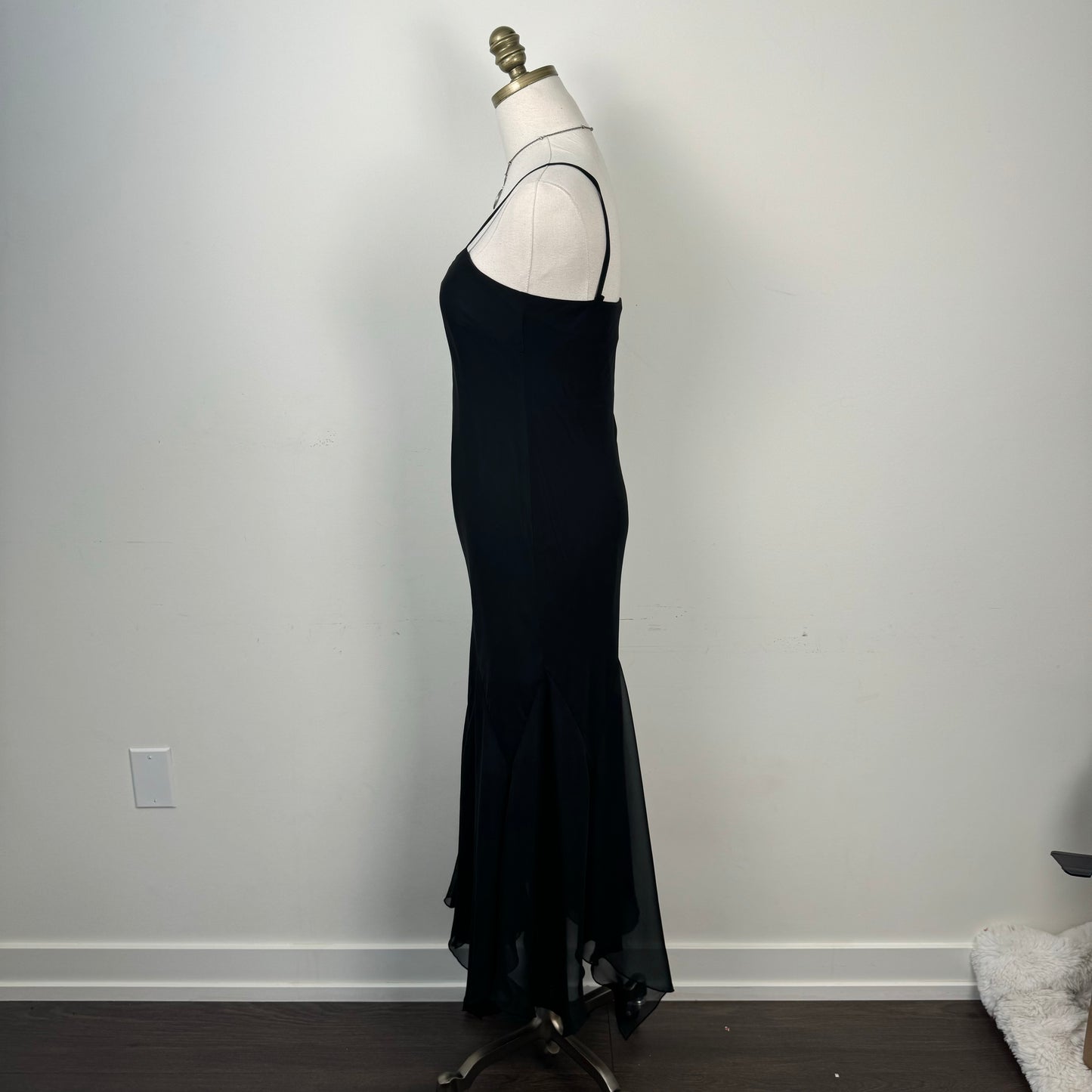 Vintage Chiffon Mesh Overlay Midi Dress