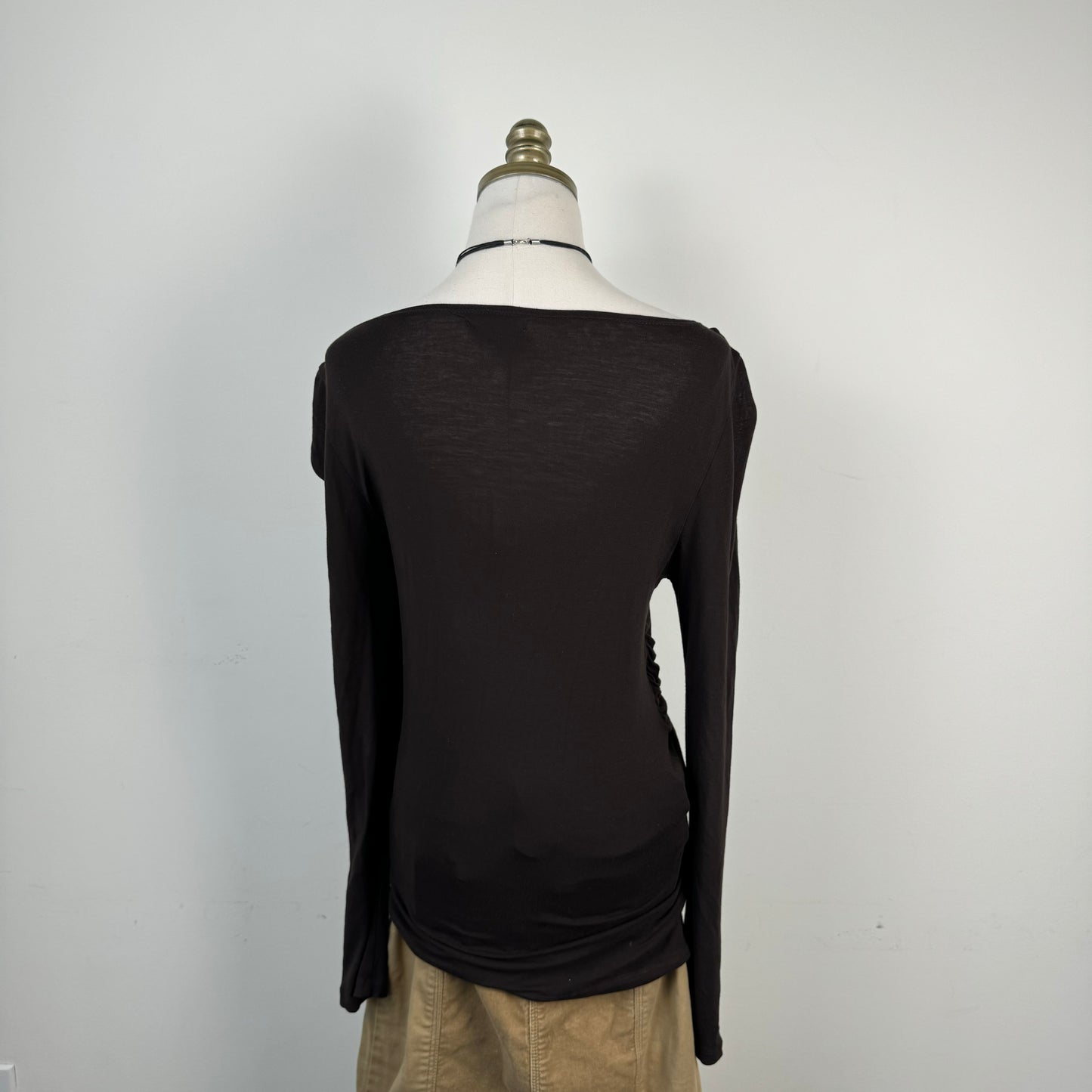 Off Shoulder / Cowl Neck Brown Long Sleeve Top