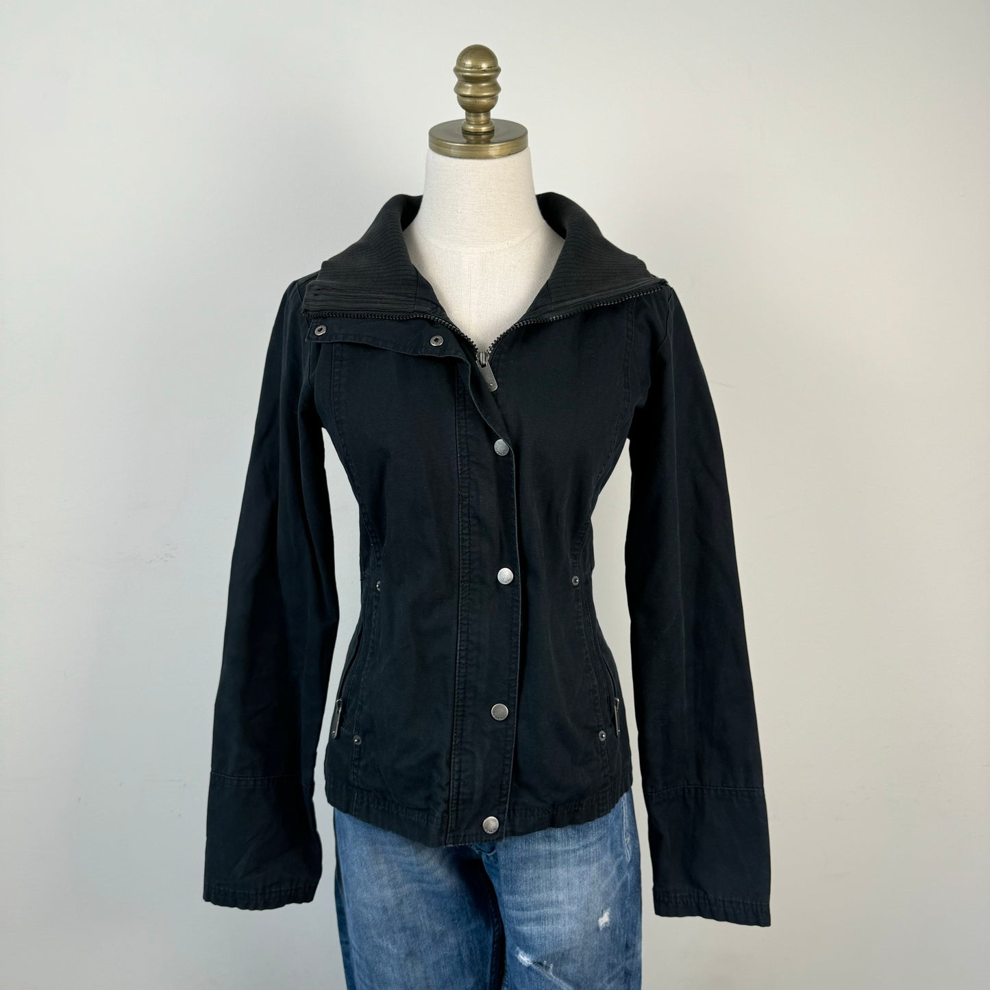 Black Fitted Zip Up Jacket