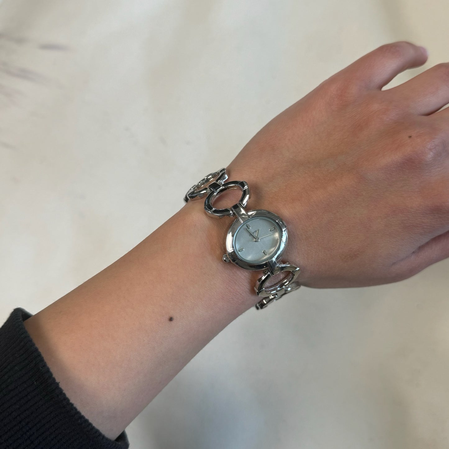 Vintage Silver Circular Chain Link Watch