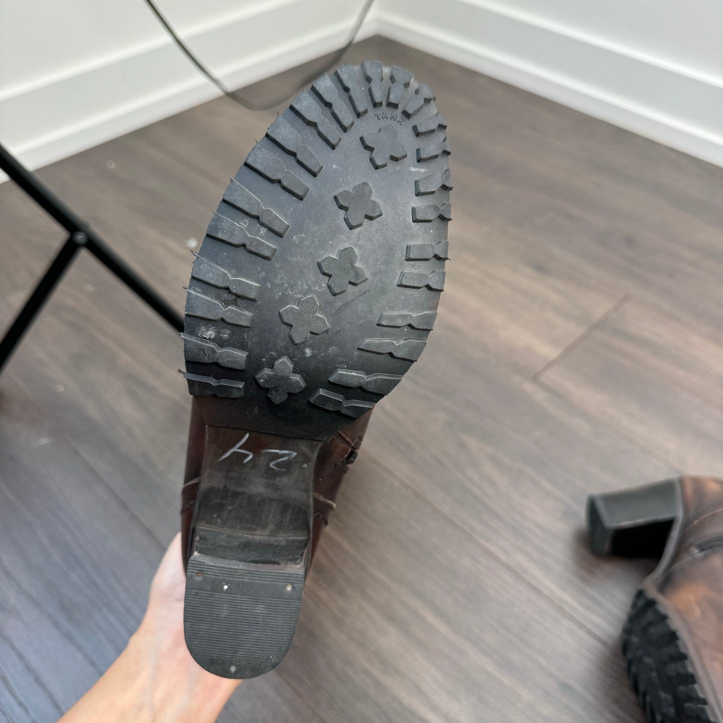 Spring Brown Knee High Buckled Boot Heels (US 6.5-7)