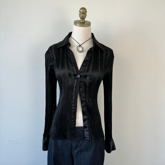 Vintage Pleated Button Up Shirt
