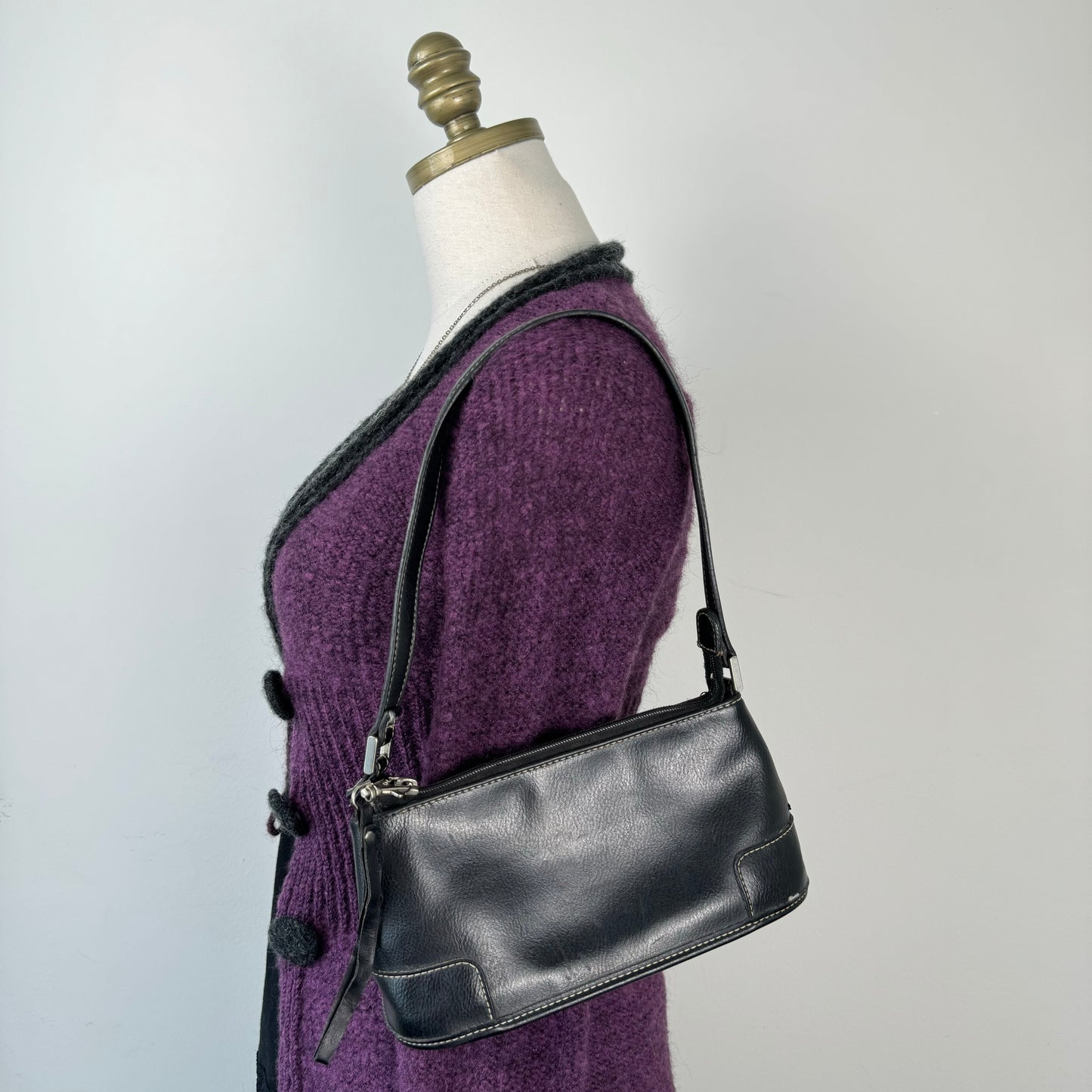 Vintage Black Leather Mini Shoulder Bag