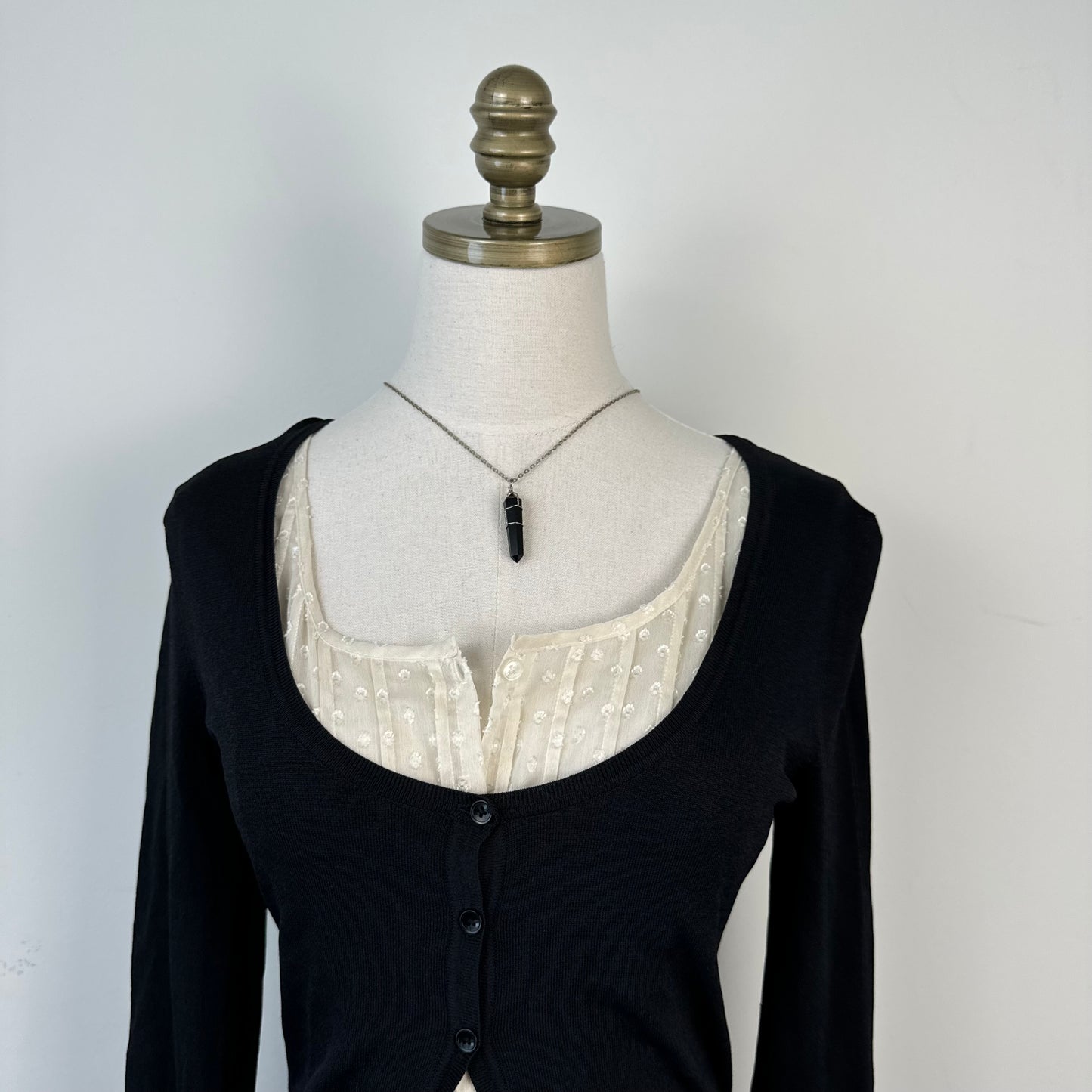 Open Front Cardigan Sheer Chiffon Layer Knit Top