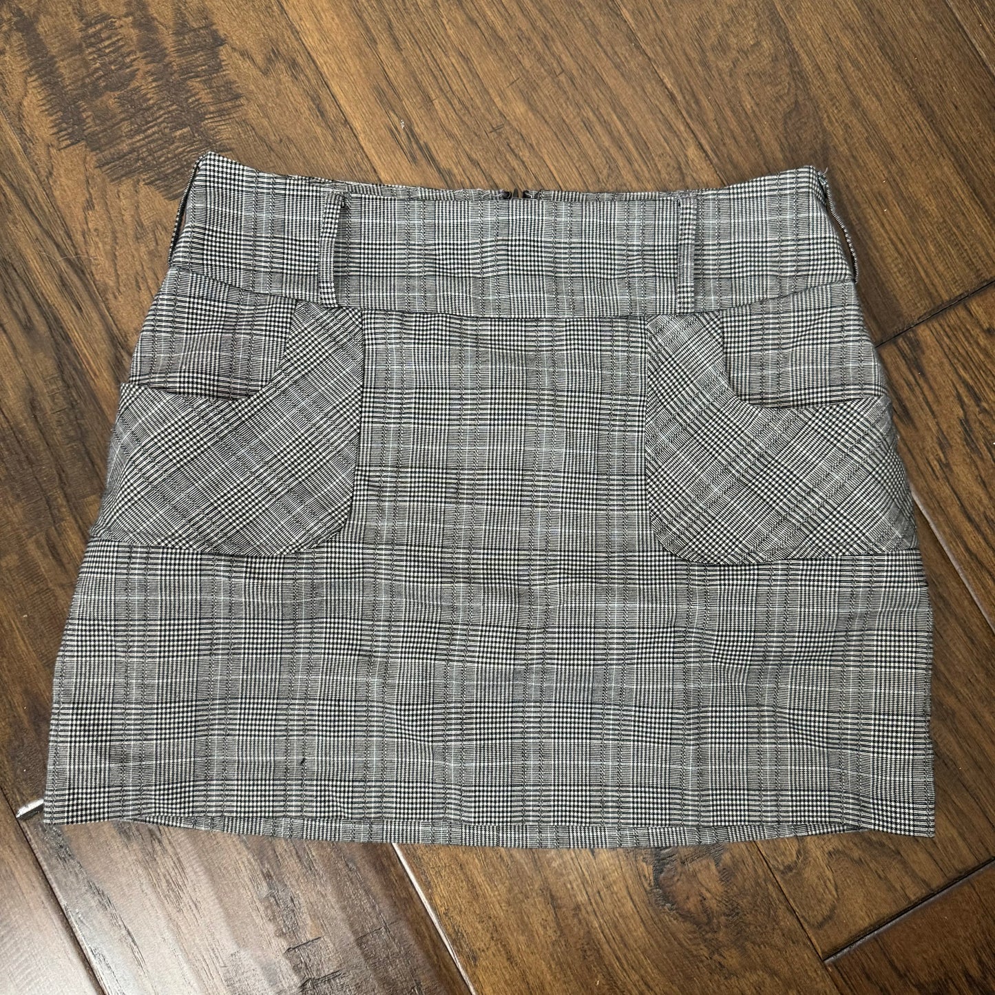 Grey Plaid Mini Skirt