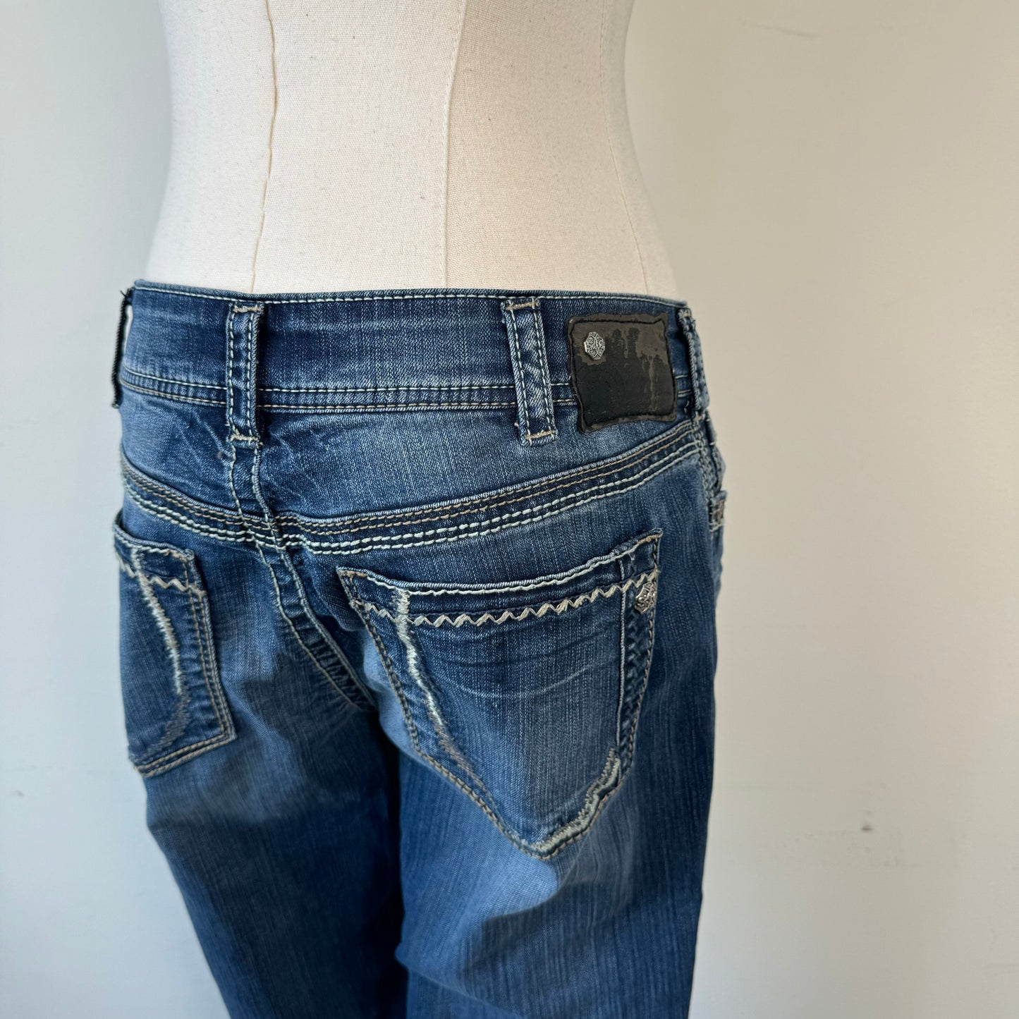 Silver Y2K Low Rise Slim Cut Jeans