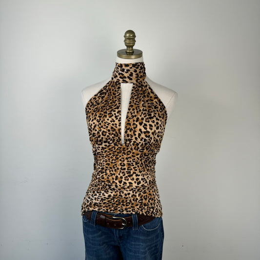 90s Leopard Print Halter Top