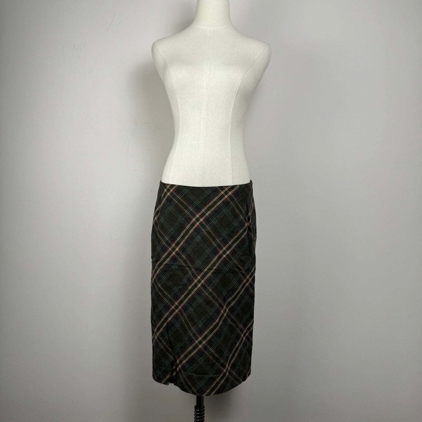 Vintage Plaid Midi Skirt