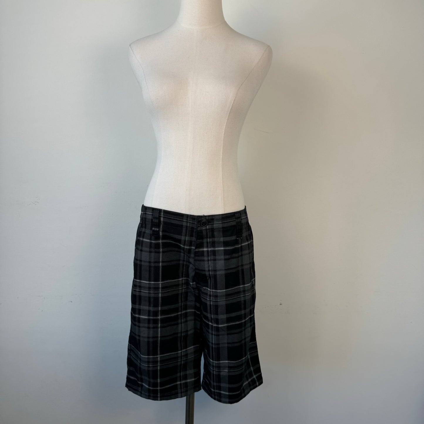 Black Plaid Bermuda Shorts