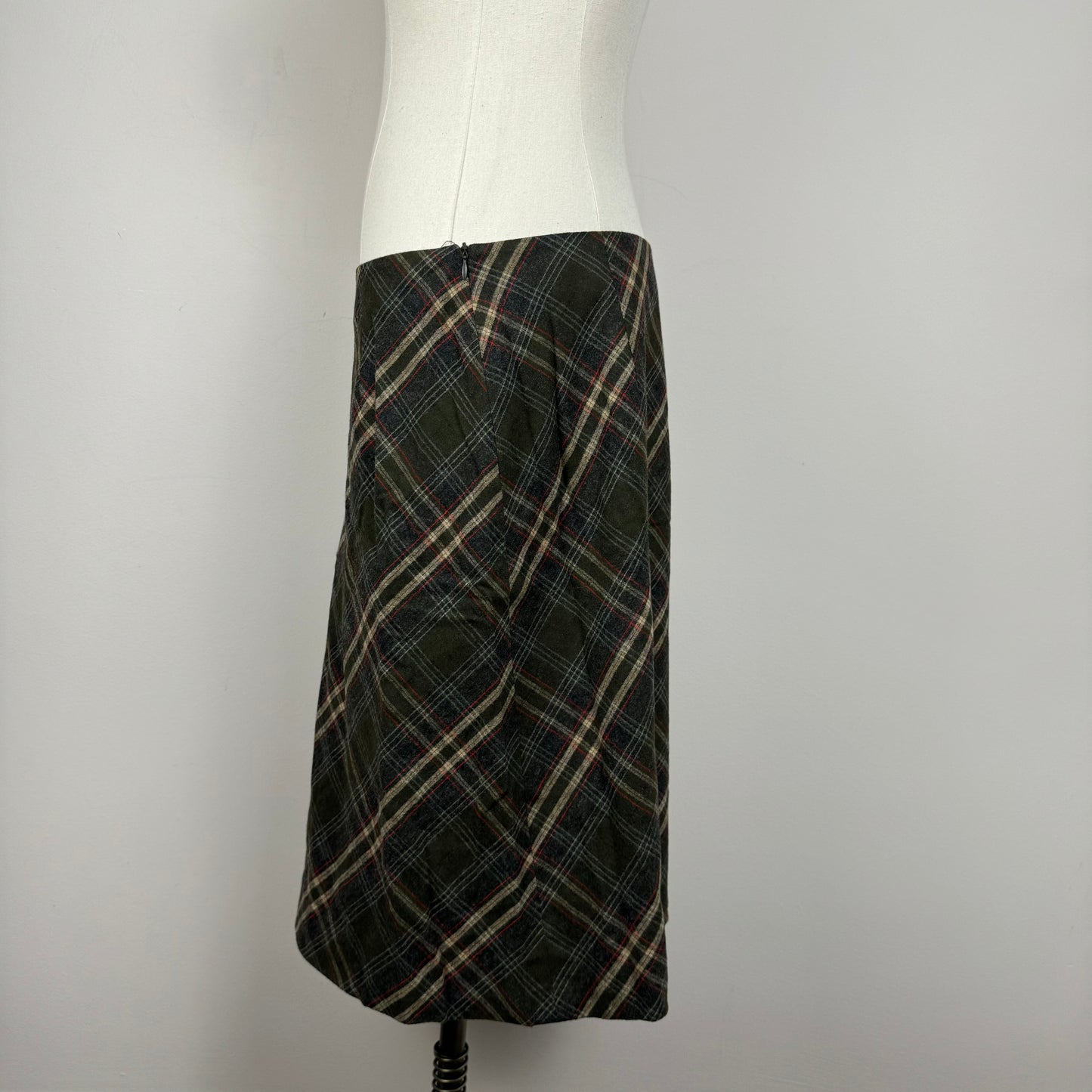 Vintage Plaid Midi Skirt