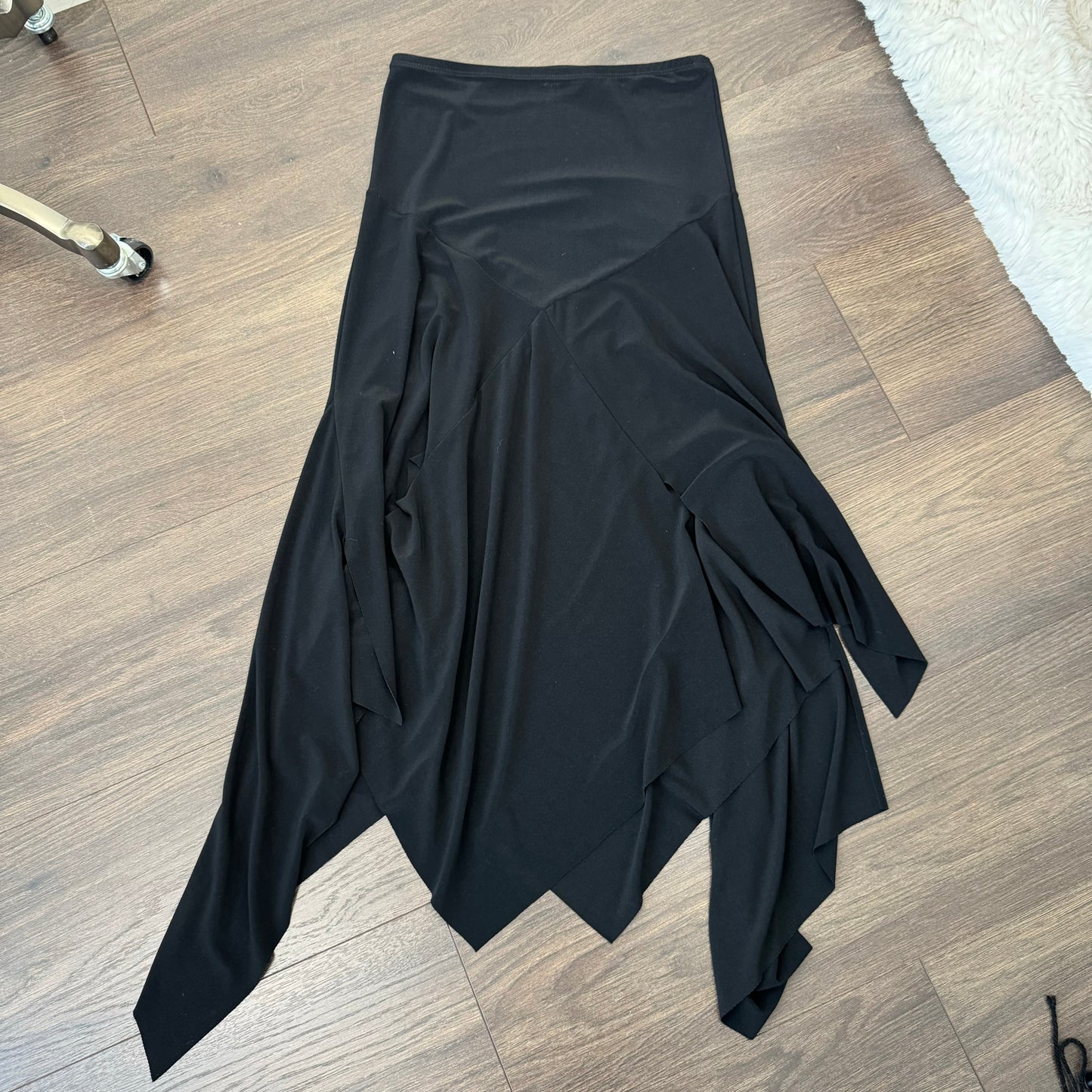 Vintage Black Asymmetric Midi Skirt