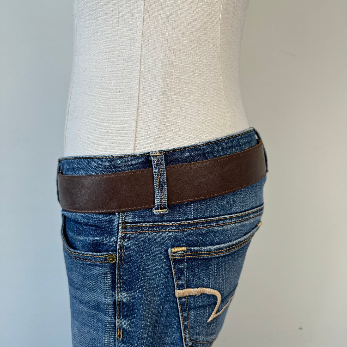 Brown Leather Silver Buckle Belt