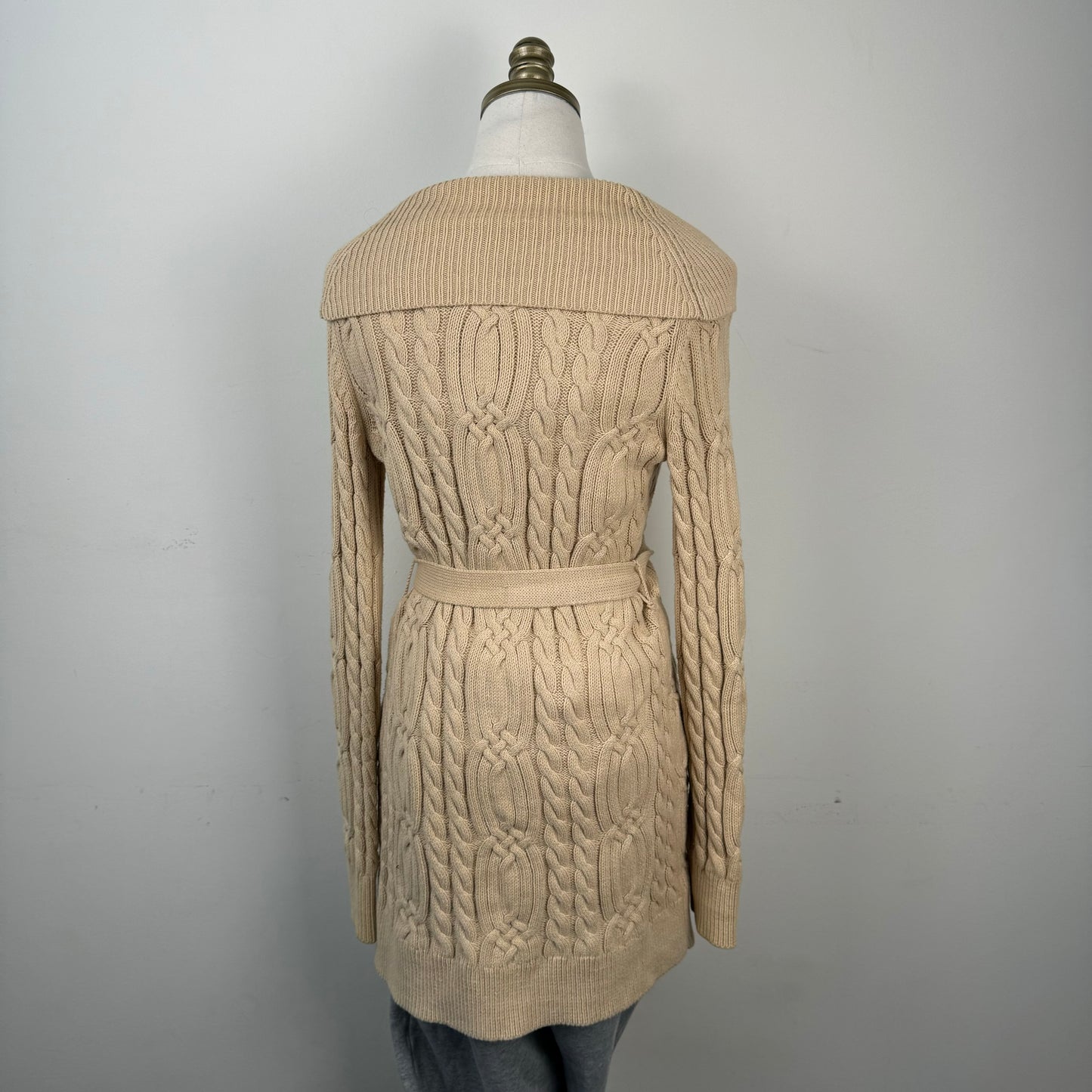 Tommy Cable Knit Tie Waist Maxi Cardigan