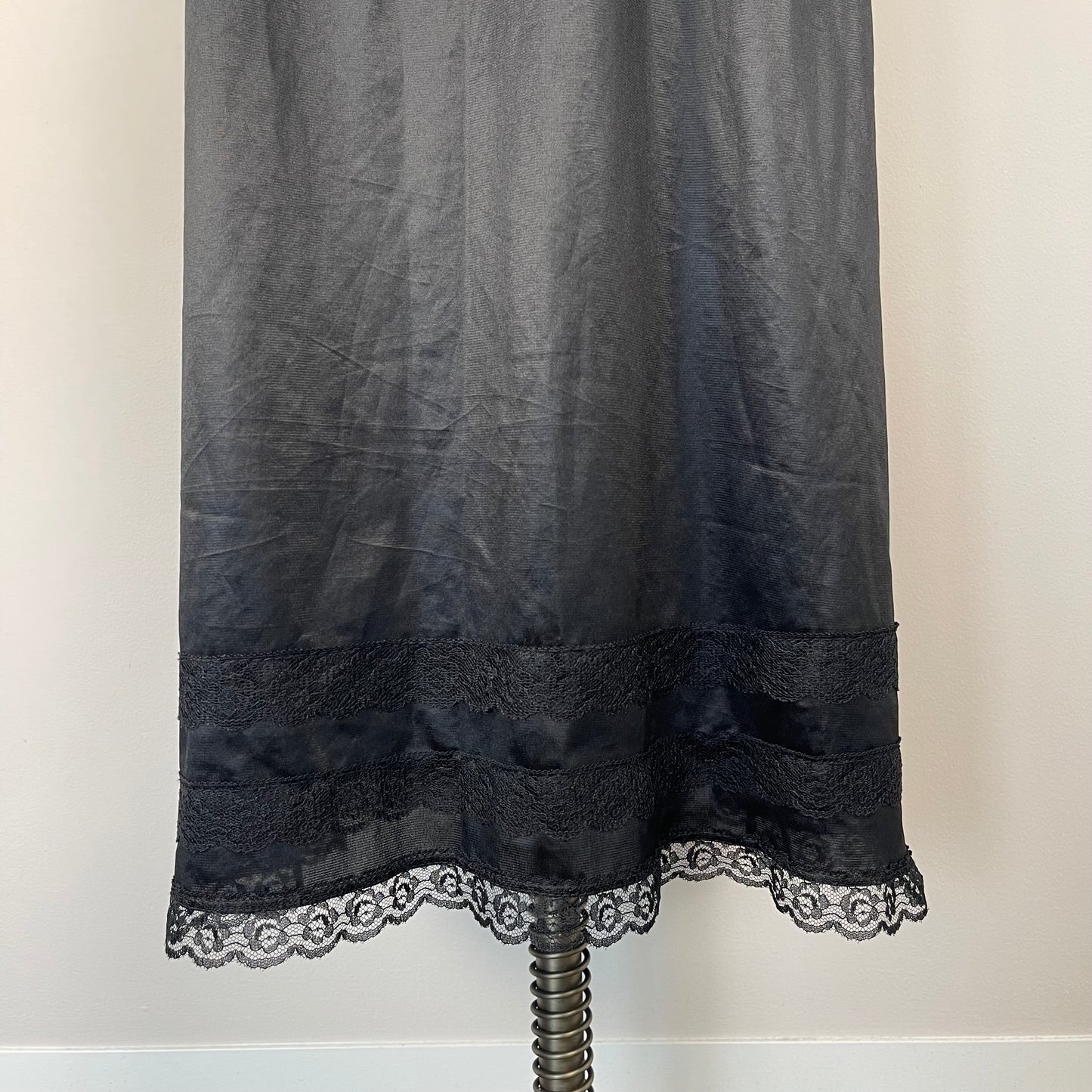 Vintage Black Satin Slip Skirt
