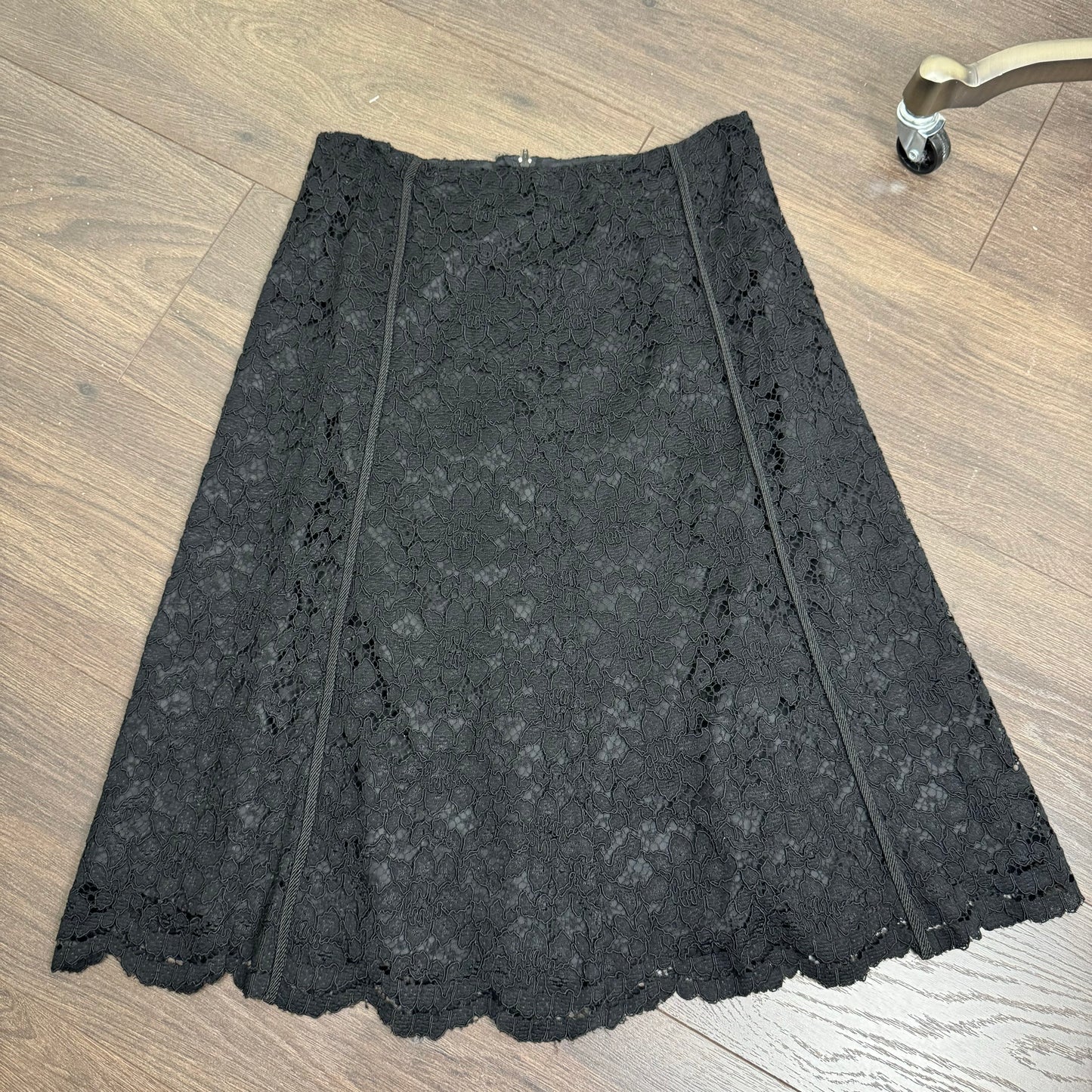 Vintage Black Lace Midi Skirt