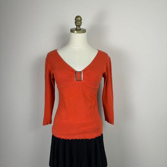 Vintage Red Buckled Top